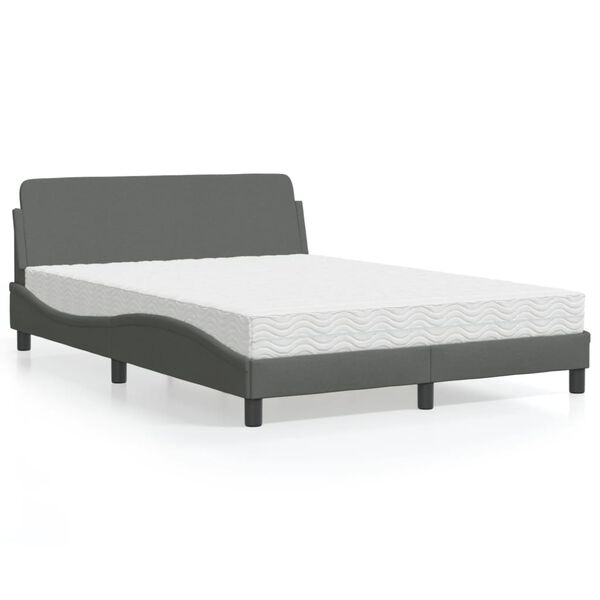 vidaXL Bett mit Matratze "Dover" Dunkelgrau 140x200 cm Stoff