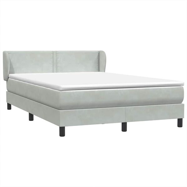 vidaXL Boxspringbett mit Matratze Hellgrau 140x210 cm Samt