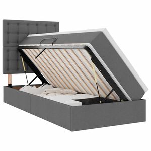 vidaXL Bett mit Stauraum und LED Dunkelgrau 90 x 190 cm Polyester