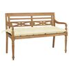 vidaXL Batavia-Gartenbank mit Cremewei&szlig;em Kissen 120cm Teak Massivholz