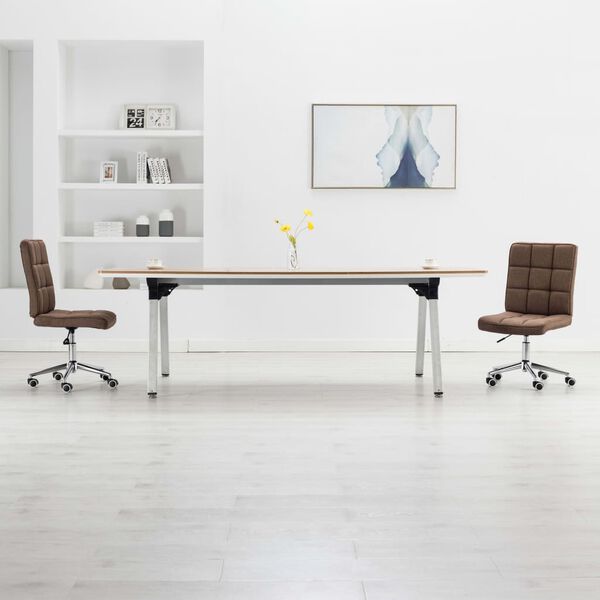 vidaXL Esszimmerst&uuml;hle 2 Stk. Braun Stoff