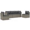 vidaXL 5-tlg. Garten-Lounge-Set mit Kissen Grau Poly Rattan