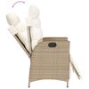 vidaXL Gartensessel mit Fußteil 2 Stk. Verstellbar Beige Poly Rattan