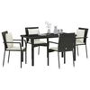 vidaXL Garten Essgruppe mit Kissen 5 pcs Schwarz Poly-Rattan