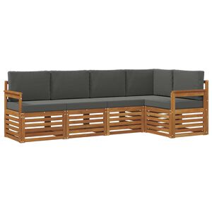 vidaXL Outdoor-Sofagarnitur 5 Stk. Natur und Anthrazit Polyester