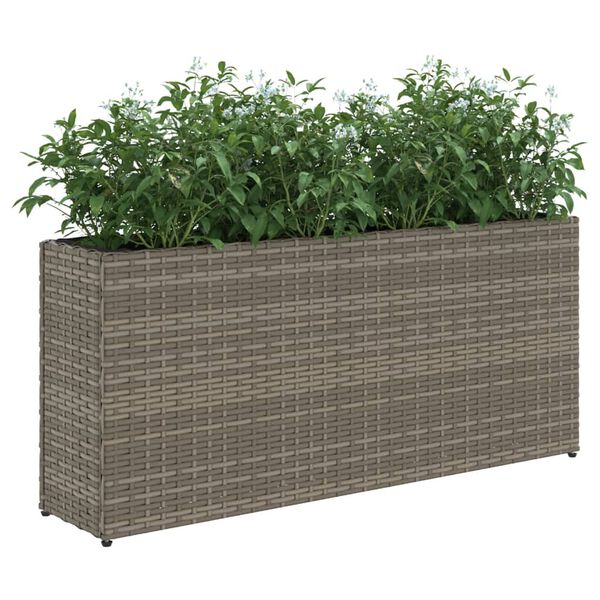 vidaXL Pflanzk&uuml;bel mit 2 T&ouml;pfen 2 Stk. Grau 90x20x40 cm Poly Rattan