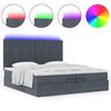 vidaXL Ottoman-Bett mit Matratzen & LEDs Dunkelgrau 200x200 cm Samt