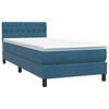 vidaXL Boxspringbett mit Matratze & LED Dunkelblau 80x220 cm Samt