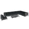 vidaXL 9-tlg. Garten-Lounge-Set mit Kissen Poly Rattan Dunkelgrau