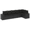 vidaXL 6-tlg. Garten-Sofagarnitur mit Kissen Schwarz Poly Rattan