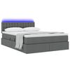 vidaXL Bett mit Stauraum und LED mit LED Dunkelgrau 140 x 190 cm Stoff