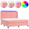 vidaXL Boxspringbett mit Matratze & LED Rosa 160x200 cm Samt