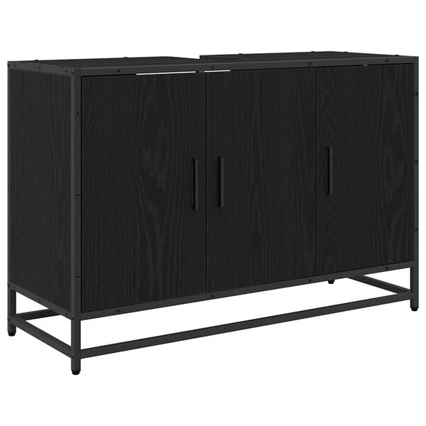 vidaXL Badezimmerschrank mit T&uuml;r Schwarz Eichen-Optik 90 x 33 x 60 cm