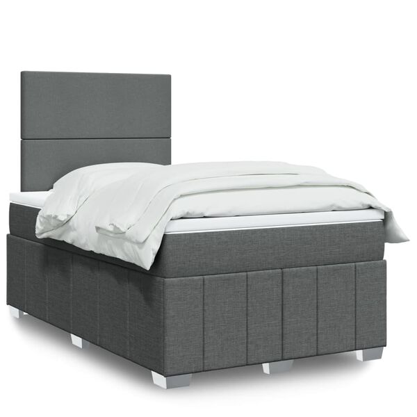 vidaXL Boxspringbett mit Matratze Dunkelgrau 120x200 cm Stoff
