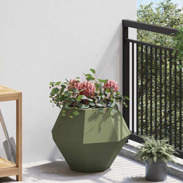 vidaXL Pflanzk&uuml;bel 2 pcs Olive Gr&uuml;n 50 x 50 x 40 cm Stahl