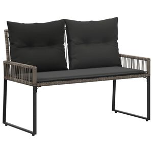 vidaXL Bank Outdoor mit Kissen 4 pcs Grau und Dunkelgrau Poly-Rattan