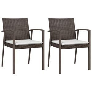 vidaXL Gartenst&uuml;hle mit Kissen 2 Stk. Braun 56,5x57x83 cm Poly Rattan