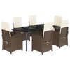 vidaXL 7-tlg. Garten-Essgruppe mit Kissen Braun Poly Rattan