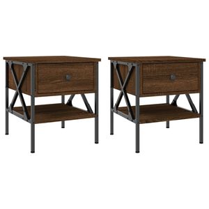vidaXL Nachttische 2 Stk. Braun Eichen-Optik 40x42x45 cm Holzwerkstoff