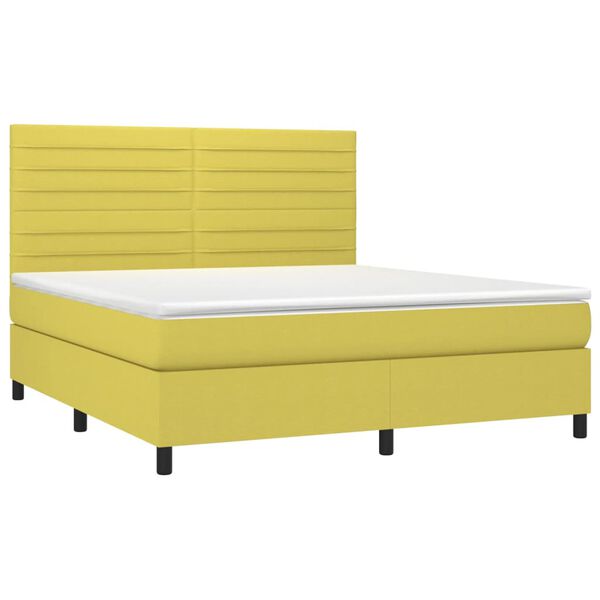vidaXL Boxspringbett mit Matratze & LED Gr&uuml;n 160x200 cm Stoff
