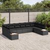 vidaXL Gartensofa-set mit Kissen 10 pcs Schwarz Polyrattan