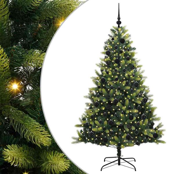 vidaXL K&uuml;nstlicher Klapp-Weihnachtsbaum mit 300 LEDs Gr&uuml;n 180 cm