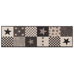 vidaXL K&uuml;chen Teppich graue Sterne 150 x 45 cm 100% Polyamid Waschbar