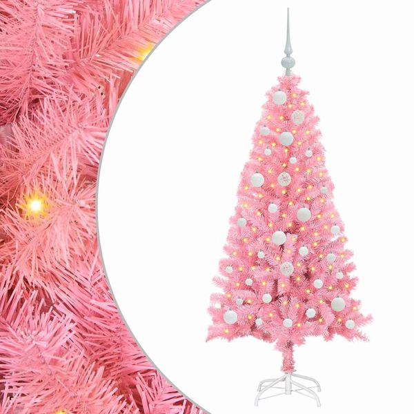 vidaXL Weihnachtsbaum mit 150 LEDs mit St&auml;nder Rosa 120 cm PVC