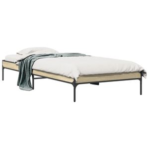 vidaXL Bettgestell Sonoma-Eiche 100x200 cm Holzwerkstoff und Metall