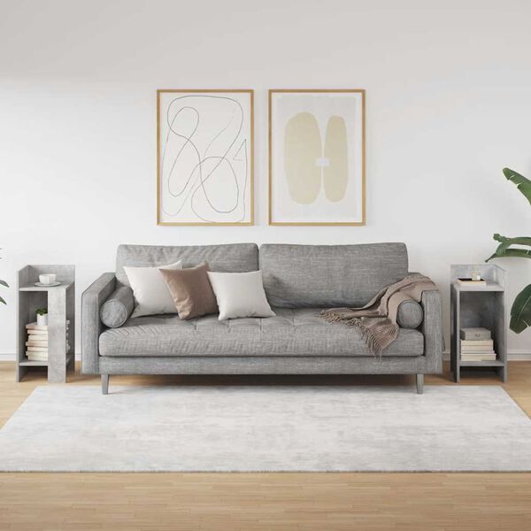 vidaXL Beistelltische 2 Stk. mit Ablage Betongrau 25,5x27x60 cm