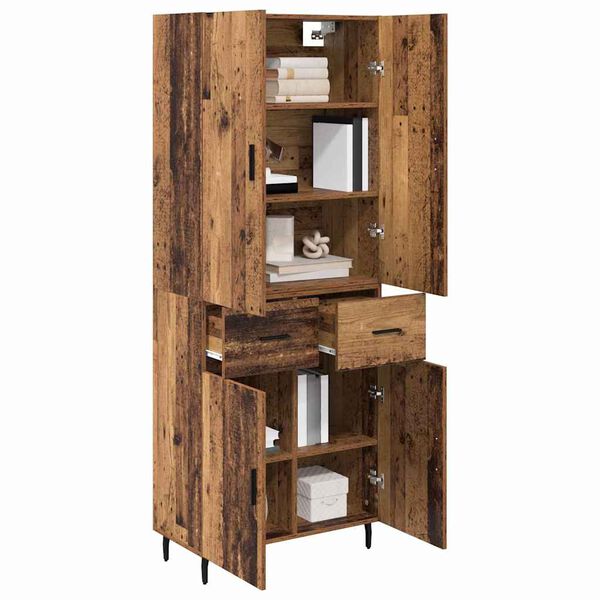 vidaXL Highboard mit Schubladen 2 pcs Altholz Engineered Wood und Glas