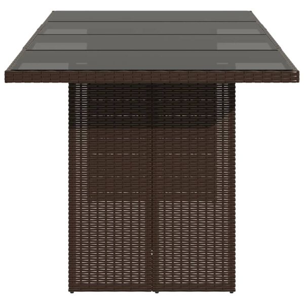 vidaXL Gartentisch mit Glasplatte Braun 190x80x74 cm Poly Rattan