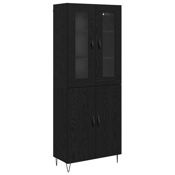 vidaXL Highboard Wei&szlig; und Schwarz Eiche 69,5 x 34 x 180 cm