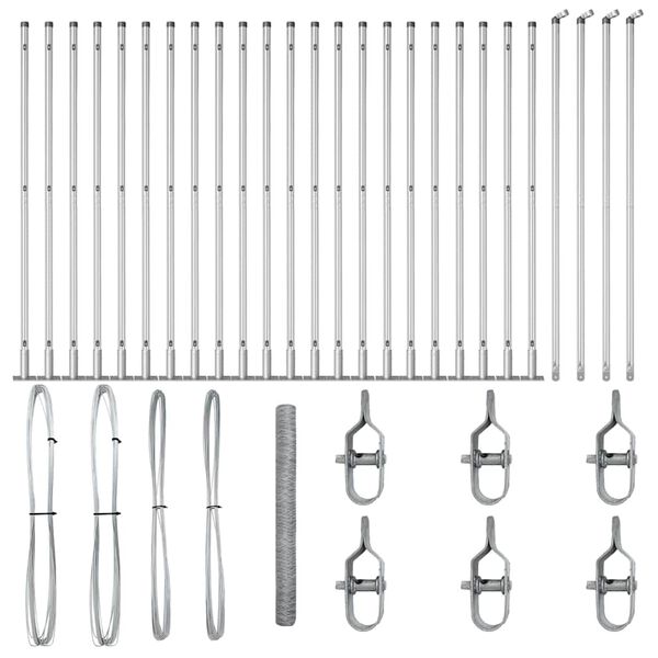 vidaXL Zaunpfosten Silber 50 x 1,5 m (36 mm Maschenweite) Stahl