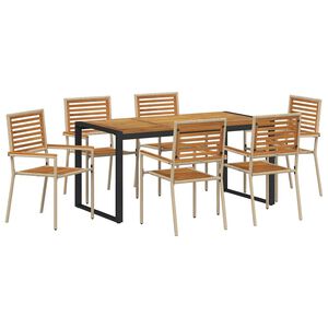 vidaXL Garten Essgruppe 7 pcs Beige und Braun Poly-Rattan