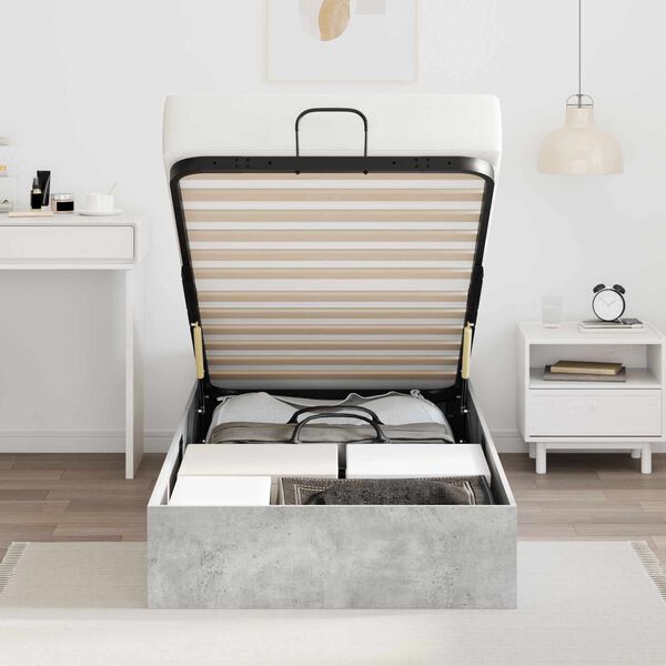 vidaXL Ottoman Bettgestell Beton Grau 100 x 200 cm Holzwerkstoff