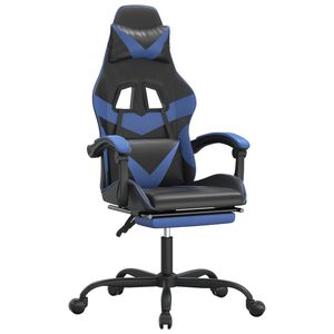 vidaXL Gaming-Stuhl mit Fu&szlig;st&uuml;tze Drehbar Schwarz & Blau Kunstleder