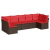 vidaXL 7-tlg. Garten-Sofagarnitur mit Kissen Braun Poly Rattan