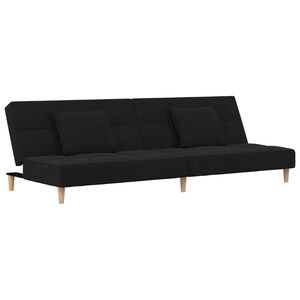 vidaXL Schlafsofa 2-Sitzer mit 2 Kissen Schwarz Stoff