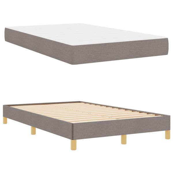 vidaXL Boxspringbett Taupe 120 x 200 cm Stoff
