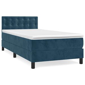 vidaXL Boxspringbett mit Matratze Dunkelblau 90x190 cm Samt