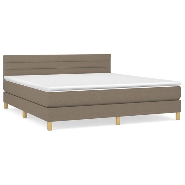 vidaXL Boxspringbett mit Matratze Taupe 180x200 cm Stoff