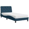 vidaXL Bett mit Matratze Blau 90x190 cm Samt