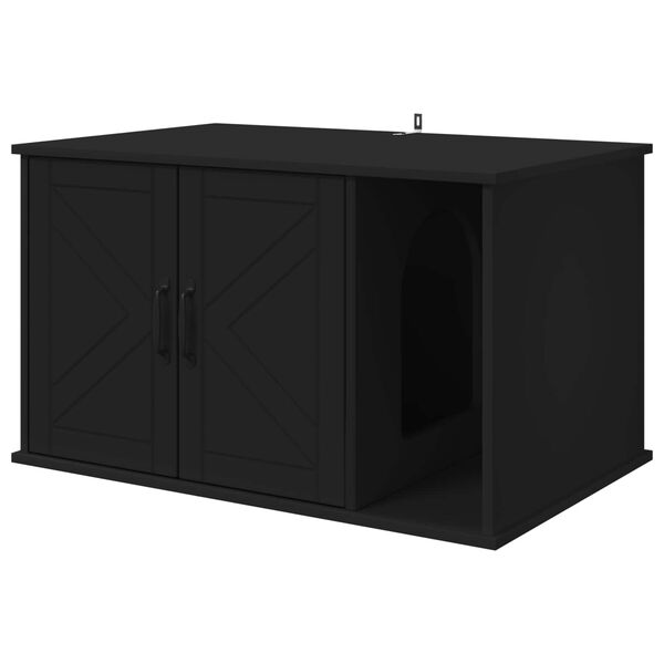 vidaXL Katzenhaus Schwarz 85 x 55 x 50 cm Holzwerkstoff