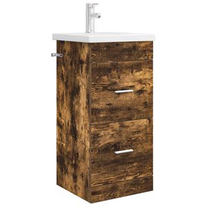 vidaXL Badezimmerschrank mit Waschbecken Ger&auml;ucherte Eiche