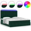 vidaXL Ottoman-Bett mit Matratzen & LEDs Dunkelgr&uuml;n 200x200 cm Samt