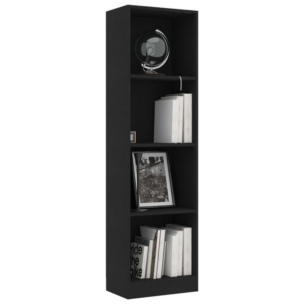vidaXL B&uuml;cherregal 4 F&auml;cher Schwarz 40x24x142 cm Holzwerkstoff