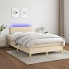vidaXL Boxspringbett mit Matratze & LED Creme 120x200 cm Stoff