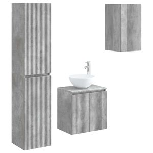 vidaXL Badezimmerm&ouml;bel-Set 3 stk. Betongrau 33 x 34,5 x 160 cm