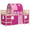 vidaXL Kinderhochbett mit Tunnel Rosa 80x200 cm Massivholz Kiefer